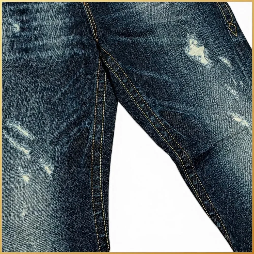 ROCK REVIVAL Capri Jeans Women's 26 Thick Stitch Indigo Distressed Denim Y2K